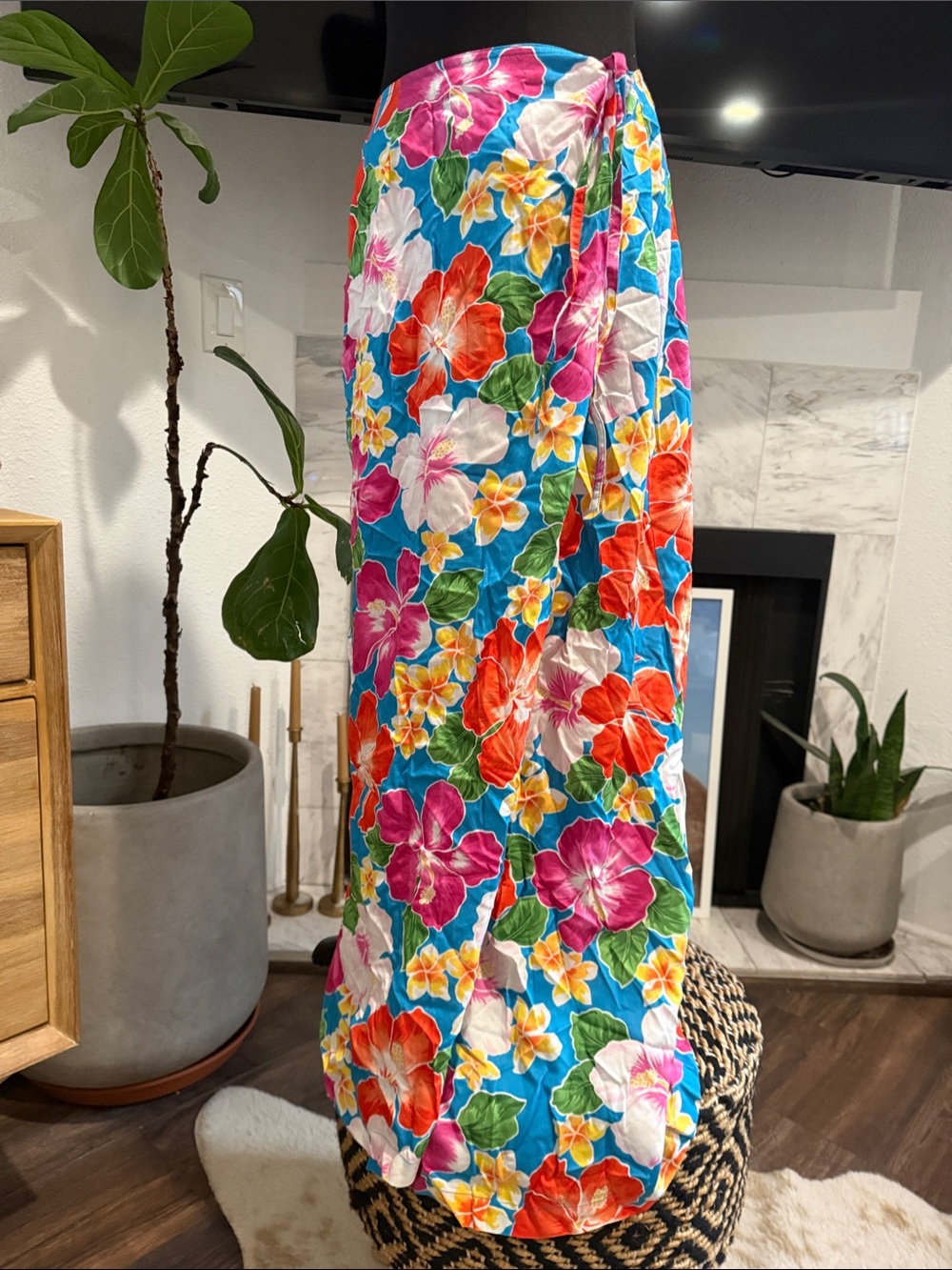 Jones New York Floral Tie Swim Sarong in Blue, Pink, Red, Yellow, Green
